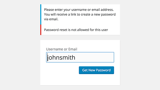 Сброс пароля отключен для этого пользователя