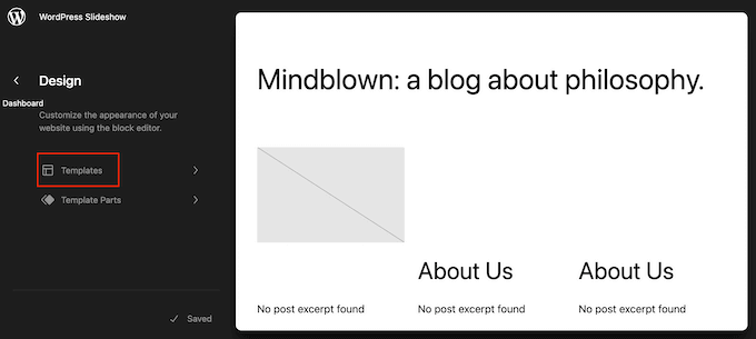 Picking a block-based design template in WordPress