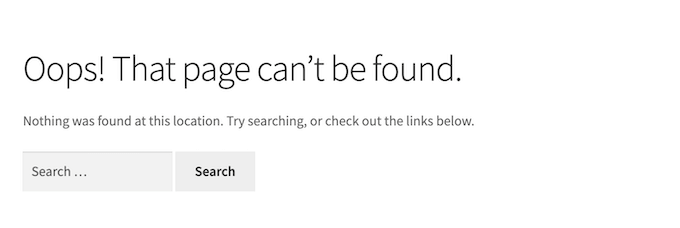 A WordPress 404 error