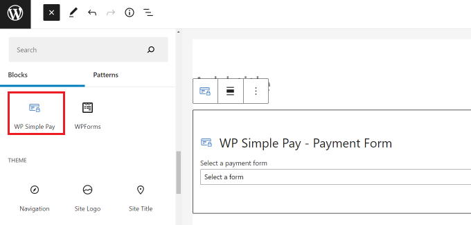 Add a WP Simple Pay block