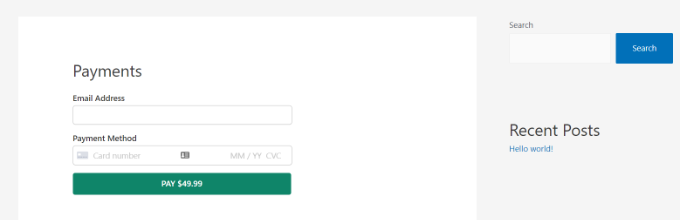 WP Simple Pay payment form preview