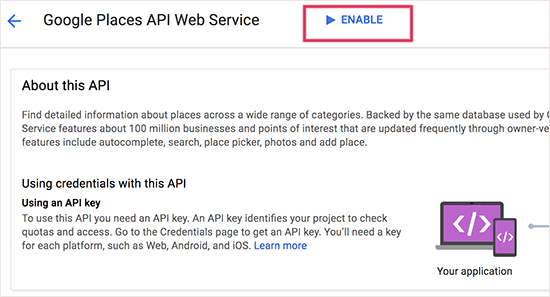 Enable Places API