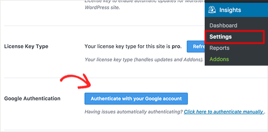 failed to authenticate with google