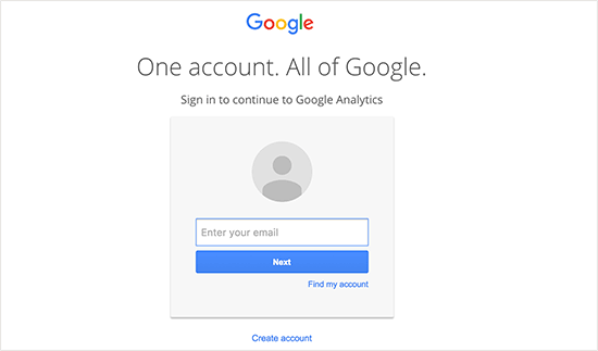 Google Analytics login