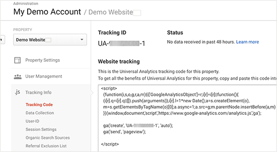 Google Analytics tracking code