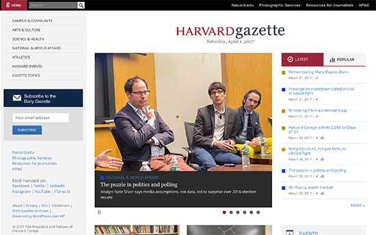 Harvard Gazette Online