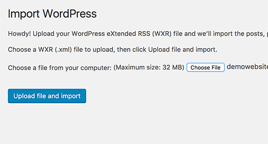 Импортирование XML-файла WordPress