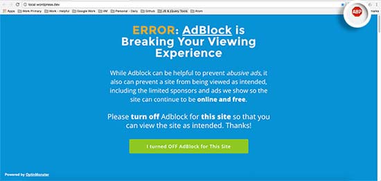 AdBlock lockout