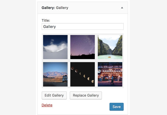 The new Gallery widget in WordPress 4.9
