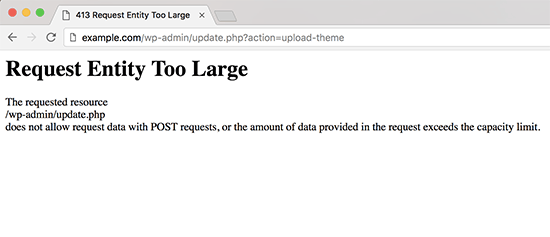 Example of request entity too large error 413
