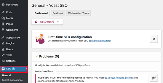 Yoast impostazioni SEO