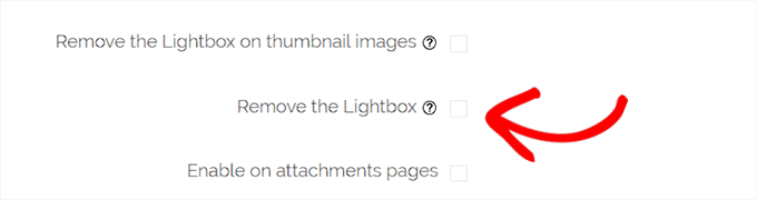 Удалите опцию лайтбокса, установив флажок