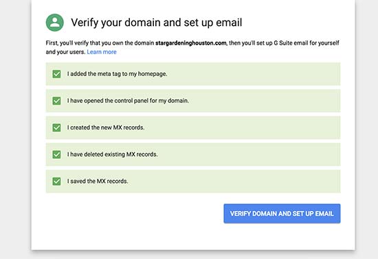 Verify domain and setup email
