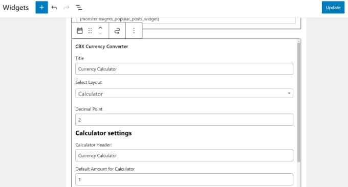 Change the currency converter settings