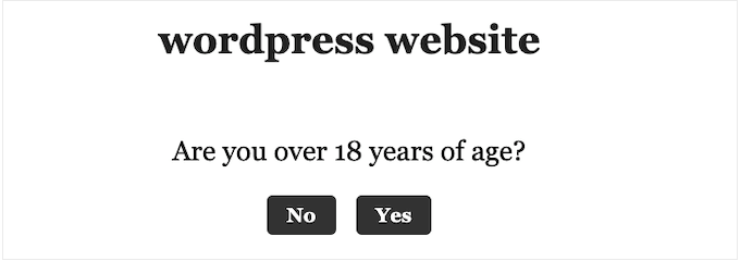 An example of an age restricted WordPress blog