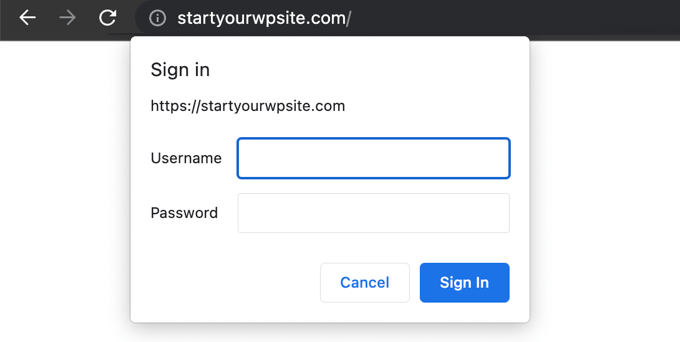 A Username and Password Are Now Needed to Access Your Website