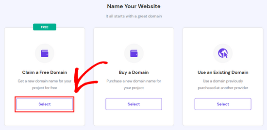 Claim your free domain in Hostinger setup