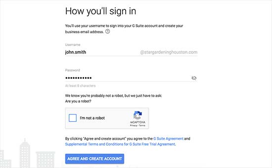 Create your first G Suite user account