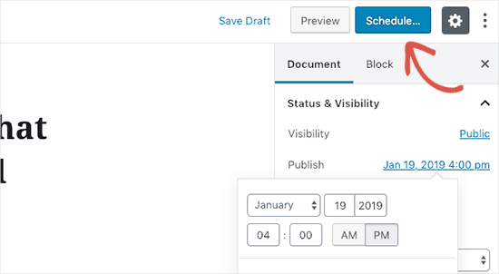 Publish button changed into Schedule