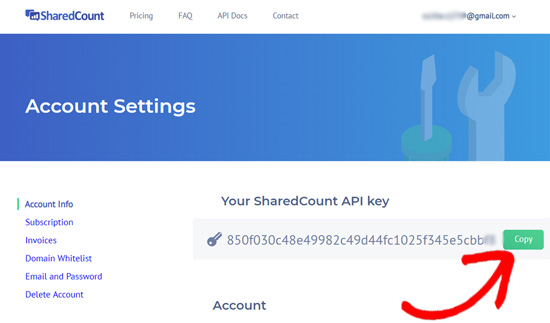 API-ключ SharedCounts.com