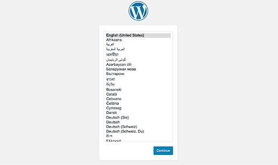 Seleccione el idioma de WordPress