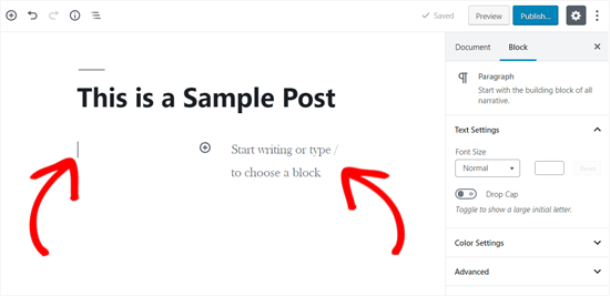 Columns block WordPress in WordPress added to post