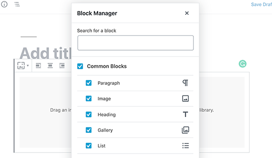 The new block manager in WordPress
