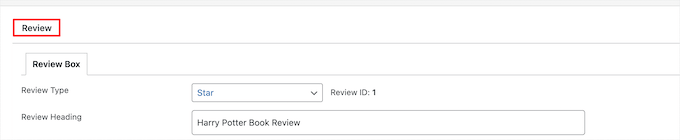 Select review type and enter heading
