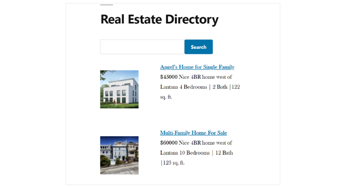 Real estate website directory