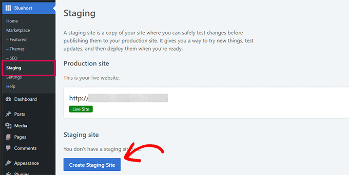 Creating a staging website on bBuehost