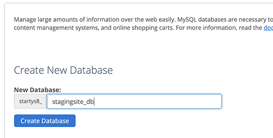 Create database