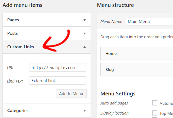 Aggiungi collegamento personalizzato al menu di navigazione in WordPress