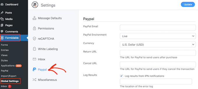 Настройка PayPal для вашего веб-каталога