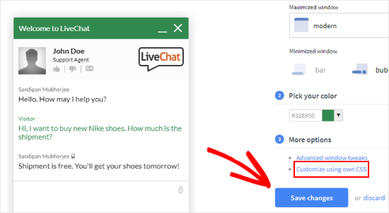 Customize LiveChat using custom CSS