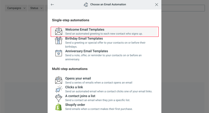 Select Automated Welcome Email Templates