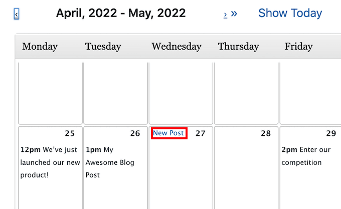 How to create a new post in the Editorial Calendar