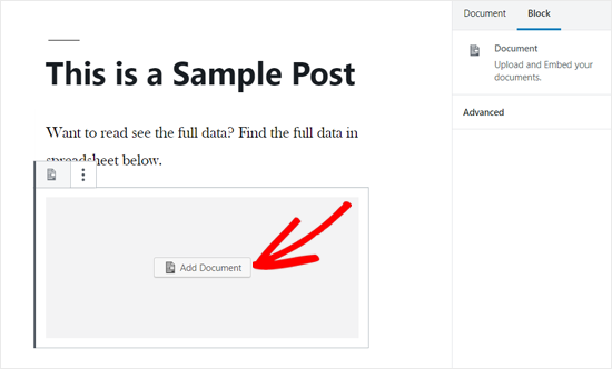 Добавление опции документа в редакторе постов WordPress