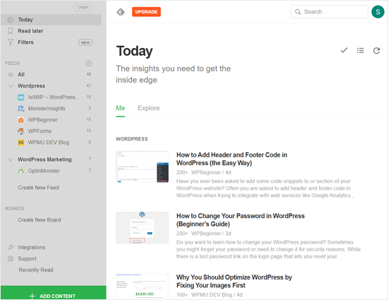 Feedly News Aggregator  Website