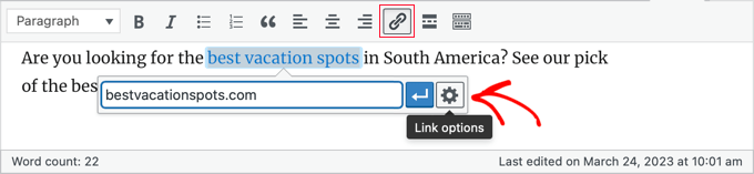 Include brand-new link in timeless editor