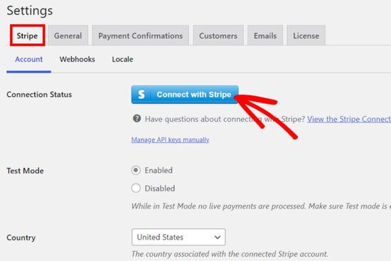 Connect Stripe account to WP Simple Pay