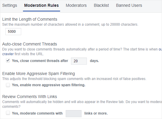 FB Kommentare Moderationsregeln