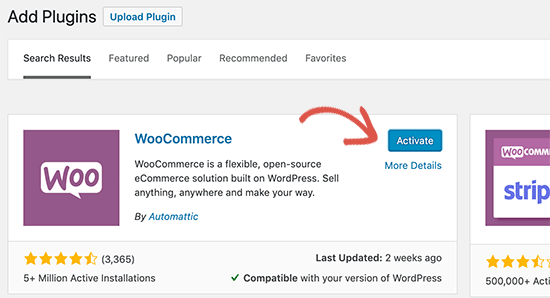 WooCommerce’ı etkinleştirin