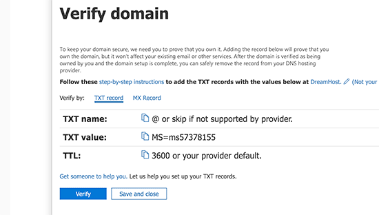 Verify domain name