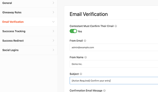 Email verification