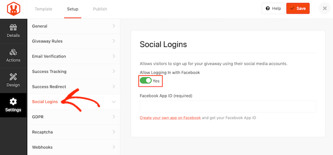 Adding a social login to a RafflePress contest