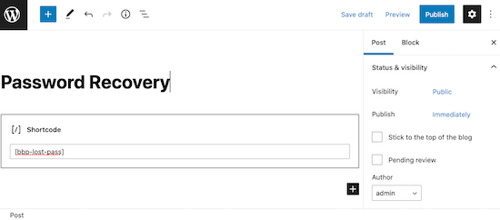 Creating a password recovery page for your WordPress website