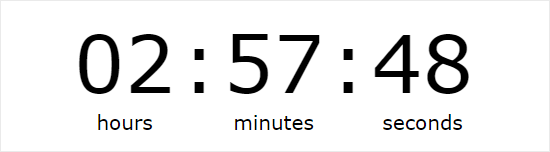 Un timer di esempio creato utilizzando il timer per il conto alla rovescia di Evergreen