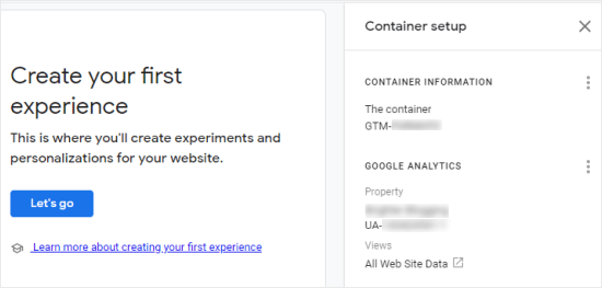 Нахождение идентификатора контейнера Google Optimize
