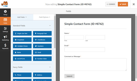 WPForms Default Simple Contact Form