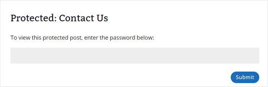 Contact Page Requires Password